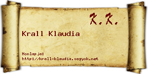 Krall Klaudia névjegykártya